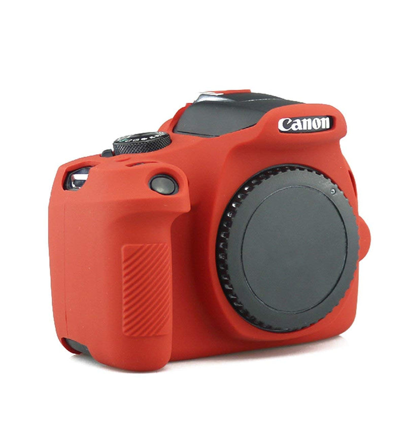 CEARI Silicone Camera Case Full Body Protective Shell Cover Skin for Canon EOS 1300D 1500D Rebel T6 T7 Digital Cameras - Red