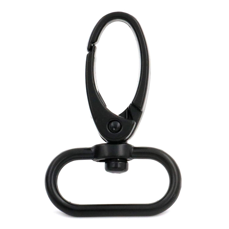 BIKICOCO 1'' Swivel Trigger Lever Push Gate Snap Hook Lobster Claw Clasp Spring Loaded Clip, Oval Ring Ended, Black, M-Size - Pack of 6 Black x 6 Pcs