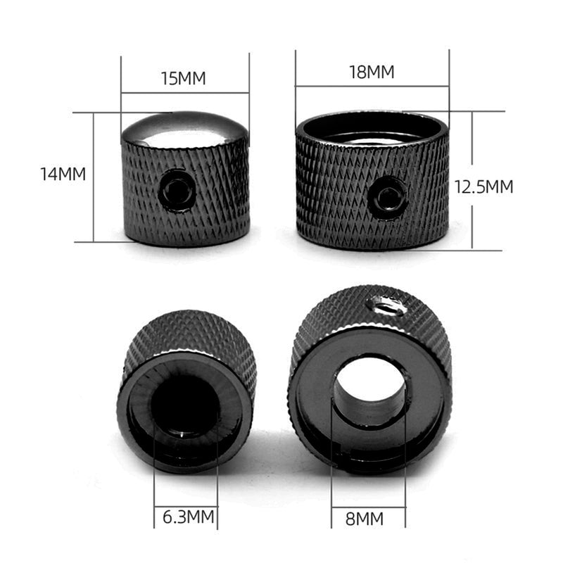 SAPHUE Guitar Dual Concentric Stacked Control Knobs Sets Metal with Wrench Replacement for Electric Guitar Bass 2 Sets Black
