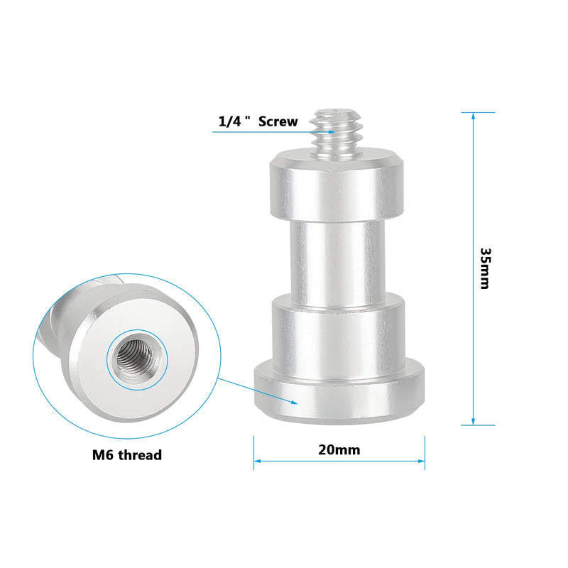 [AUSTRALIA] - CAMVATE 1/4"-20 Male to M6 Female Thread Screw Adapter for Wall Mount Support Accessories (2 Pieces) - 2978 