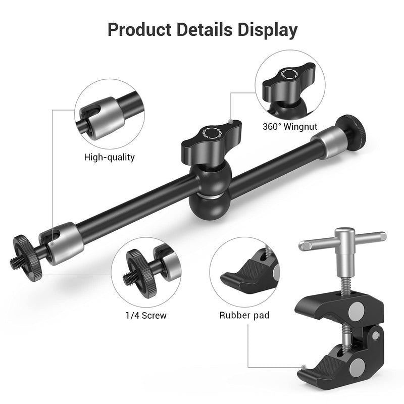 [AUSTRALIA] - SmallRig Clamp w/ 1/4" and 3/8" Thread and 9.5 Inches Adjustable Friction Power Articulating Magic Arm with 1/4" Thread Screw for LCD Monitor/LED Lights - KBUM2732 