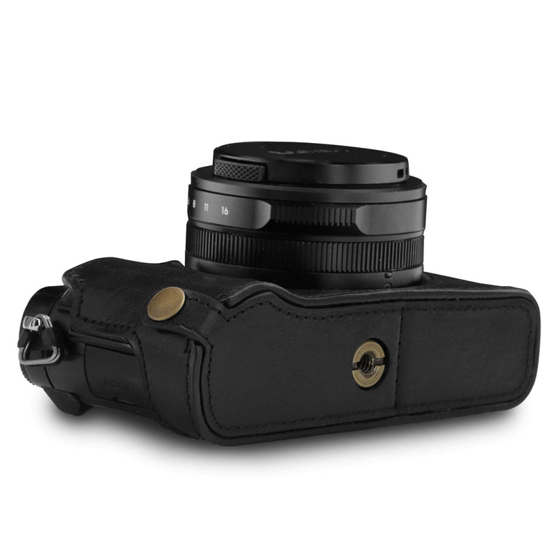 [AUSTRALIA] - MegaGear MG1563 Ever Ready Genuine Leather Camera Half Case Compatible with Panasonic Lumix DC-LX100 II - Black One Size 