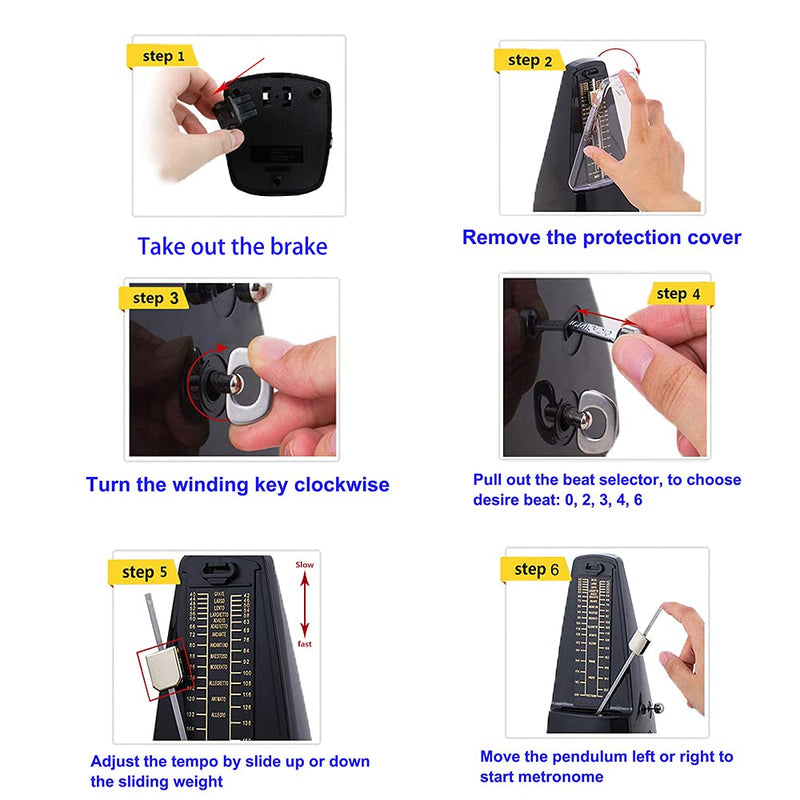 Rayzm Mechanical Metronome with High Precision for All Kinds of Musical Instruments (Piano/Drum/Violin/Guitar/Bass & Wind Instruments), Audible Click & Bell Ring, Traditional Pyramid Style