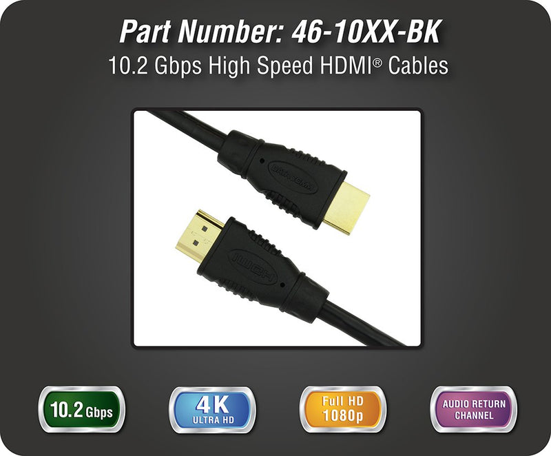 DATA COMM Electronics 46-1015-BK 15-feet 10.2 Gbps High Speed HDMI Cable, 4K, Ultra HD Ready 15-feet High Speed HDMI Cable