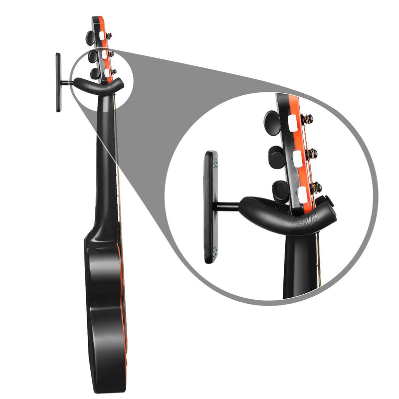 Flexzion Guitar Hanger, Wall Mount Bracket Hook Holder Display Rack Hook w/ Foam Covered Yoke Fork for Electric Acoustic Guitar Mandolin Banjo Bass Musical Instrument Home Studio (4 Pack)