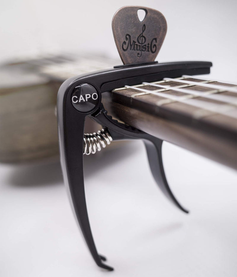 Guitar Capo,Metal Ukulele Capo,Capo for Acoustic Guitar,with Pick Holder.Used in Capo for Ukulele Capo and Electric Guitar Capo,Classical Guitar Capo,Mandolin Banjo Capo,4-6string guitar. (Dark) Dark