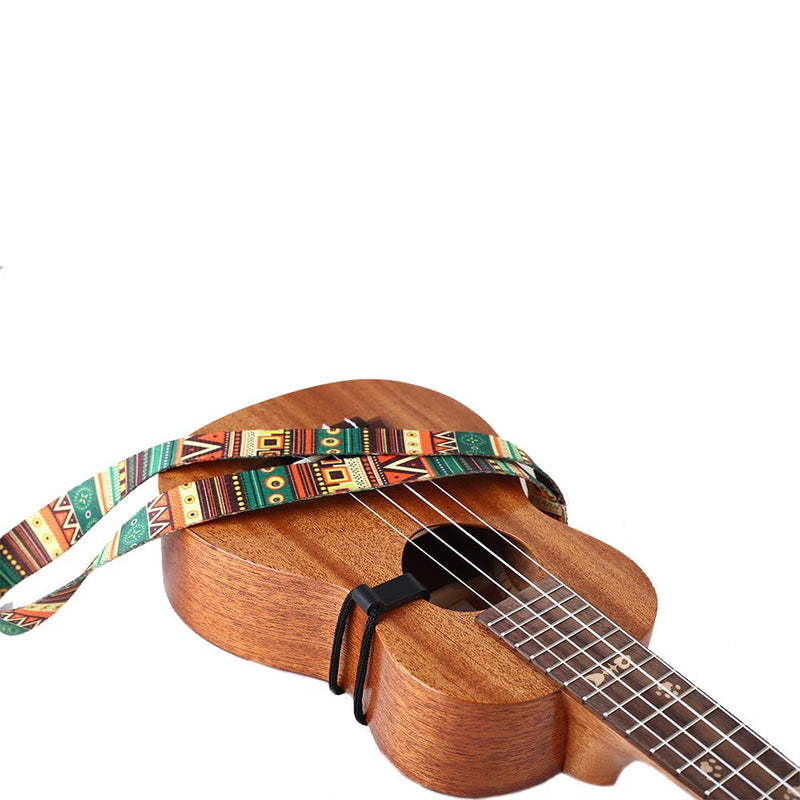 YOLOPARK Retro Ethnic Style Printed Adjustable Ukulele Strap with Hook, Thermal Transfer Ribbon Neck Strap Suitable for 17" 21" 23" 26" Ukulele