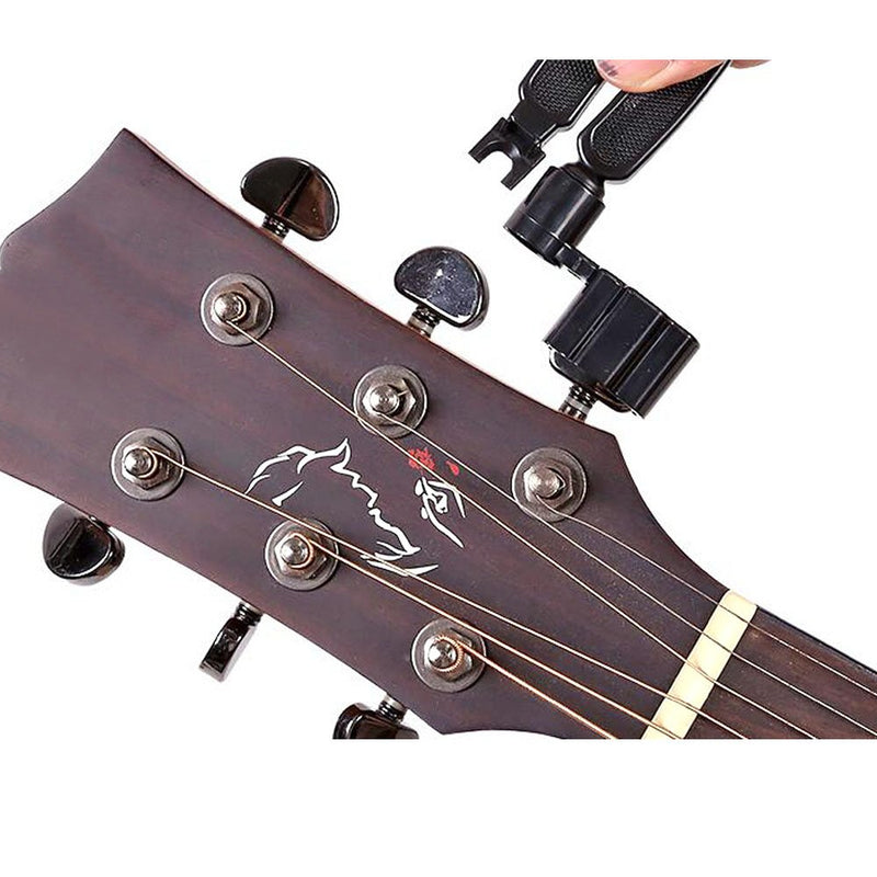 CLOUDMUSIC 3 In 1 Bridge Pin Puller String Cutter String Peg Winder For Guitar Ukulele Stringed Instruments (Black) Black