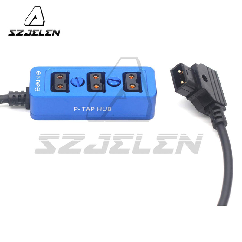 SZJELEN Metal Triple P-TAP D-tap Splitter,D-tap to 3ports D-tap P-tap Splitter Cable for Photography Power,Dtap Three-Way Splitter (Blue) Blue