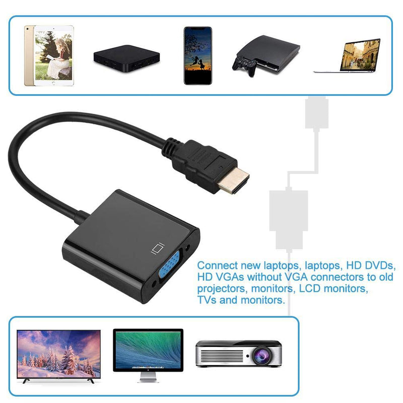 720p/1080p HDMI Male to VGA Female Video Converter Adapter Cable for PC Laptop, HD Set-top Boxes, Hard Disk Players