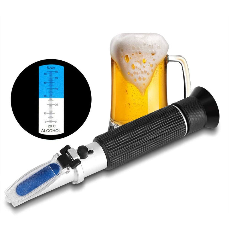 Alcohol Refractometer, Professional Handheld Alcohol 0-80% Test Refractometer, Wine Tester Meter Measure Instrument for Testing Distilled Beverage, Rice Wine and Wine