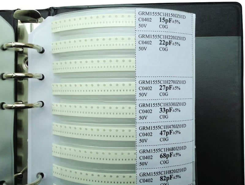 0402 0R-10M & 15pF-1uF 83 Values 1% Resistor and Capacitor Mixed Practical Kit SMD Combo Book kit(Pack of 4400) 0402(0R-10MR)&(15pF-1uF)mixed