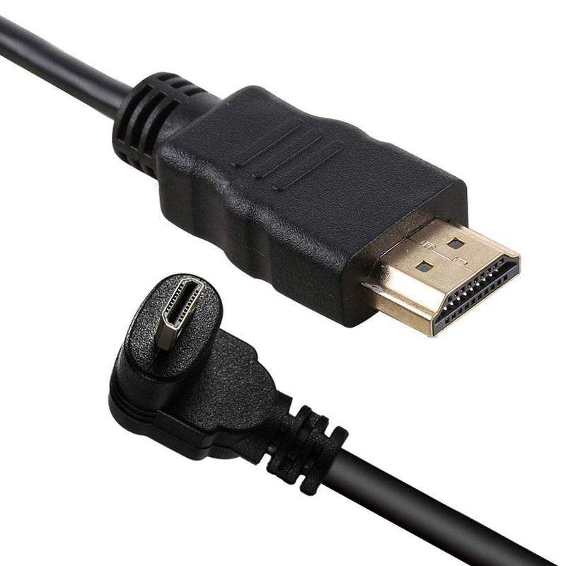 Xiwai Up Angled 90 Degree Micro HDMI to HDMI Male HDTV Cable for Cell Phone & Tablet & Camera