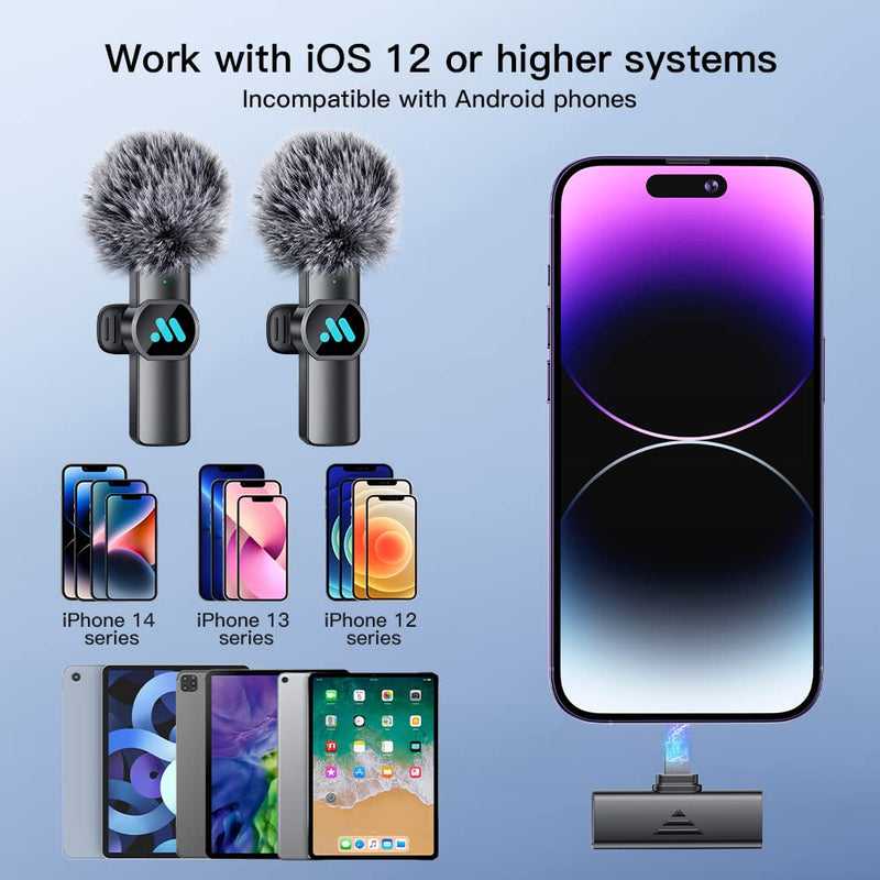 [AUSTRALIA] - Leettus 2pcs Lavalier Wireless Microphone for iPhone iPad, Wireless Microphone for Video Recording, Game Live Streaming, Interviews, YouTube, TikTok, Vlog 