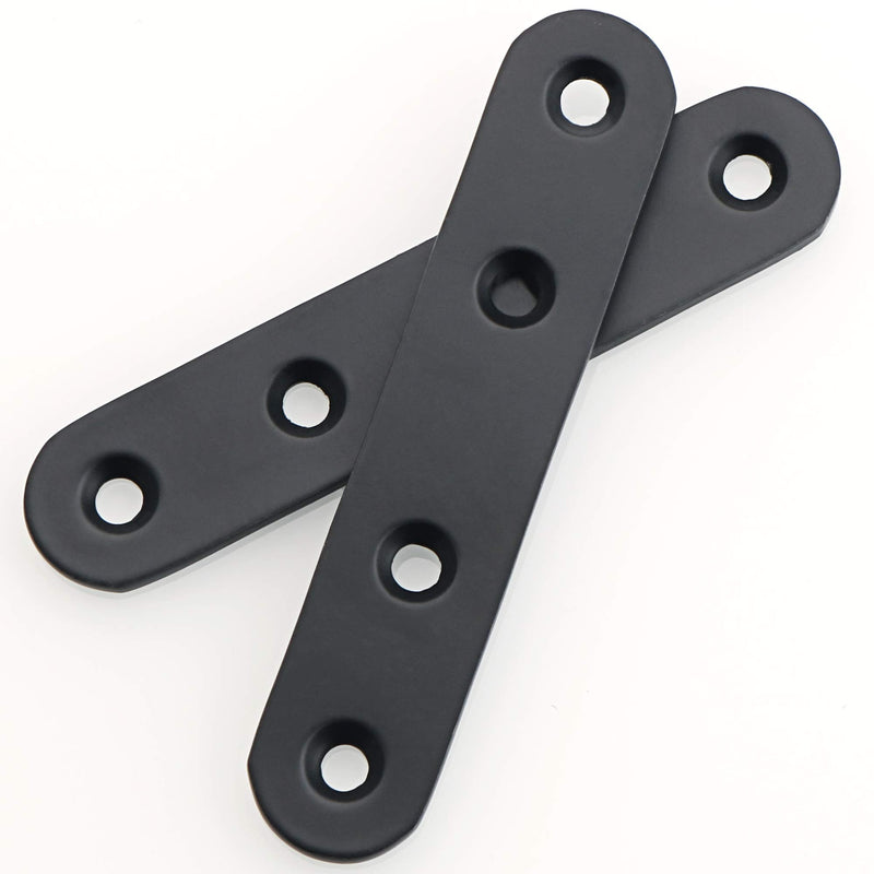 Alise 4 Pcs Stainless Steel Flat Straight Brace Brackets Solid Mending Plates Repair Fixing Replacement,3-4/5 Inch Stainless Steel Matte Black 3-4/5 Inch