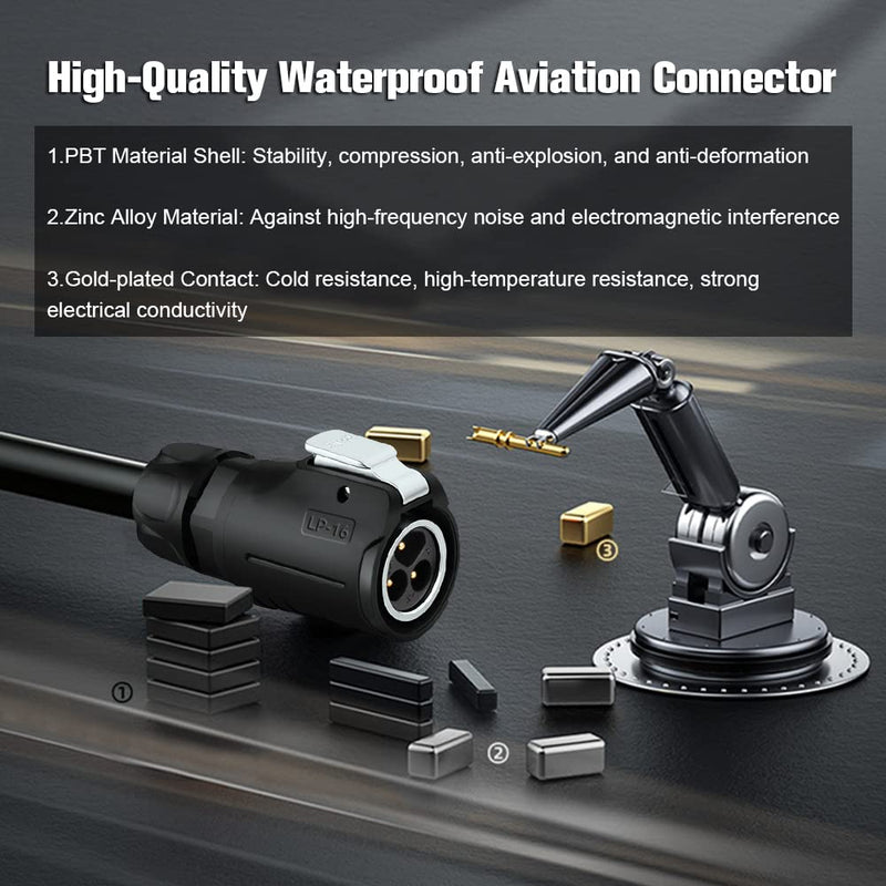 3 Pin Connector, Waterproof Connectors, Aviation Connector for Industrial, Power, Car, and Other Indoor/Outdoor Electrical Connection (2Pcs, Solder, Metal+Plastic) 3 PIN,2PCS