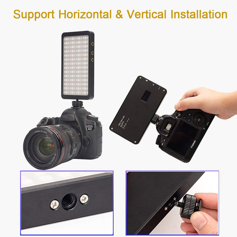 RGB LED Video Light,Built-in 12W Rechargeable Battery,Portable On Camera Light Panel with Aluminium Alloy Body,360° Full Color CRI≥97 2500-8500K for Photography/YouTube/Photo Studio/Live Streaming Black