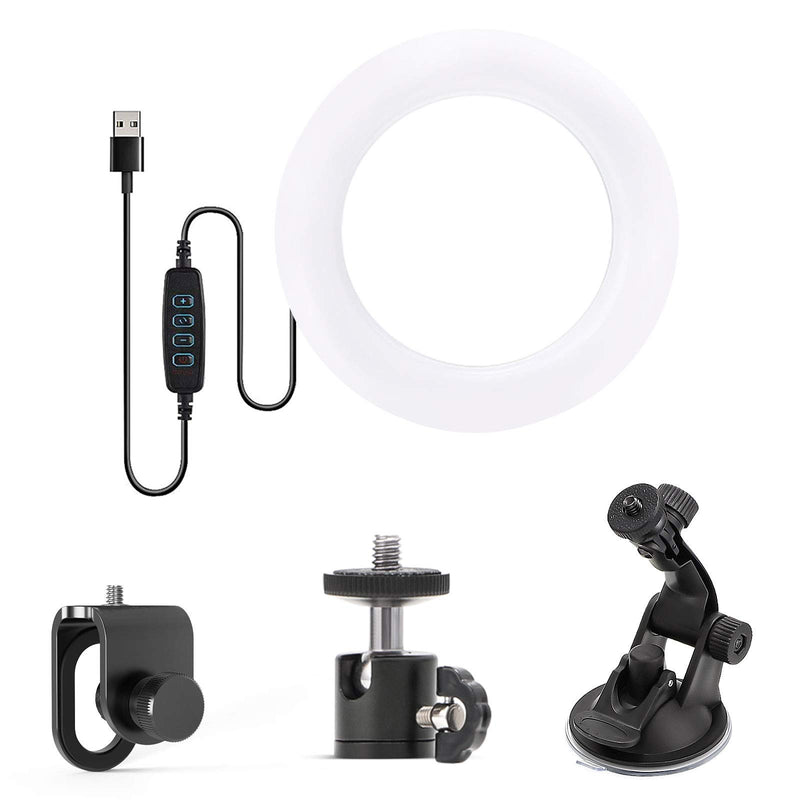 USKEYVISION Computer Ring Light with Monitor Clip-on, Suction Cup, Zoom Conference Video Lighting for Zoom Meeting/Photography/Makeup/Live Stream/YouTube/Vlog Compatible with Desktop or PC (UVZL-R)