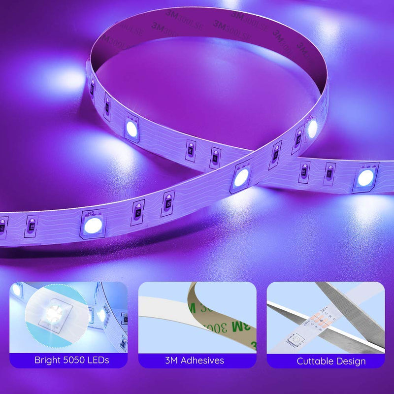 Govee LED Strip Lights, 65.6ft RGB Light Strip with Remote Control, 600 Bright LEDs, DIY Color Options with ETL Listed Adapter for Bedroom, Ceiling, Under Cabinet (2 Rolls of 32.8ft)