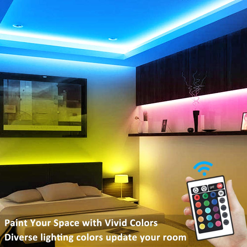 [AUSTRALIA] - LED Strip Lights, FOF 16.4ft RGB Color Changing LED Strip Lights Kits with Remote, Bluetooth APP Controlled Music Sync LED Rope Lights, Waterproof SMD5050 LED Tape Light for Home, TV, Party Decoration 