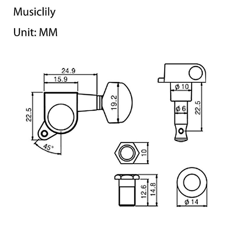 Musiclily Pro 6 inline Sealed Guitar Tuners Tuning Pegs Keys Machines Heads for Fender Stratocaster Strat or Telecaster Tele Style Electric Guitar,Small Button Chrome Small Button Chrome