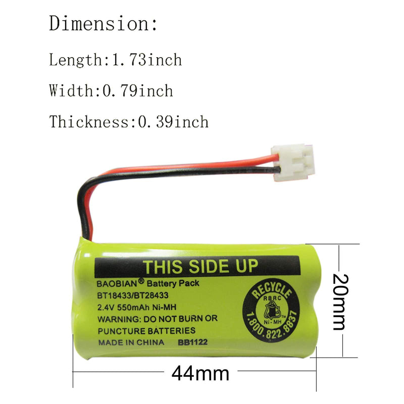 BAOBIAN BT18433/BT28433 BT184342 BT284342 BT1011 BT-1011 Cordless Phone Battery CL80109 CS6209 TL90078 BT-8300 BATT-6010 CS6219 CS6229 BT-1018 BT-1022 (4Pack) 4Pack