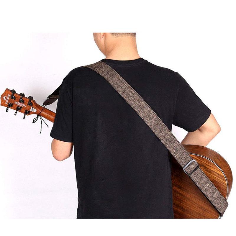 Guitar Strap Adjustable Guitar Strap with Leather Ends and 3 Pick Holders 3 Picks Included for Acoustic Guitar, Electric Guitar, Bass, Banjos (Dark Brown)