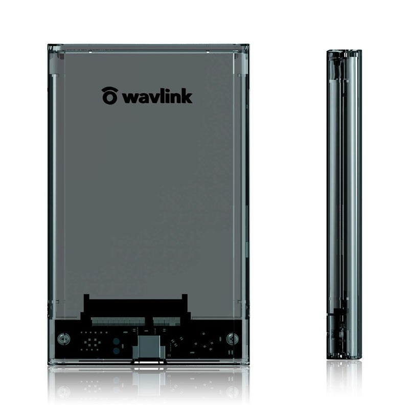 WAVLINK 2.5" Hard Drive Enclosure, USB C 3.1 Gen 2 to SATA External Hard Disk Case Clear for 9.5/7mm HDD SSD w/UASP 6Gbps 4TB Tool Free for WD Seagate Toshiba Samsung Hitachi PS4 Xbox Router SATA HDD Enclosure