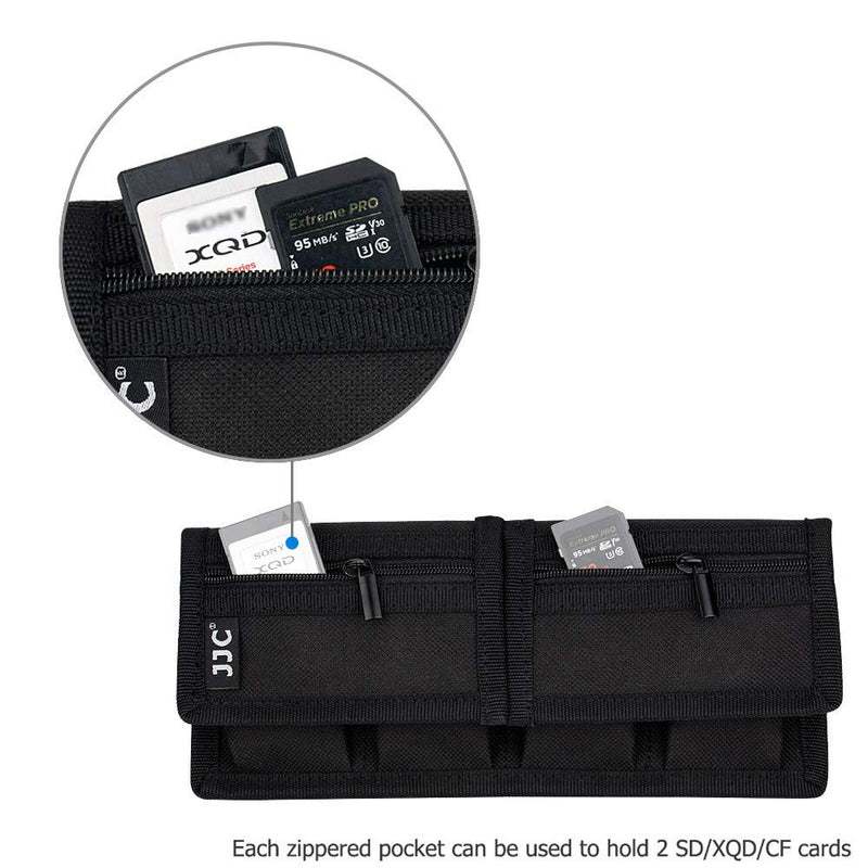 [AUSTRALIA] - Camera Battery Pouch Holder Case for 4 PCS Sony NP-F550 NP-FW50 NP-FZ100 NP-BX1 Canon LP-E6 LP-E8 LP-E10 LP-E12 LP-E17 Fuji NP-W126 Nikon EN-EL14 EN-EL15 with Zipped Pocket to Store SD TF XQD CF Cards 4 Slot+2 Zippered Pockets 