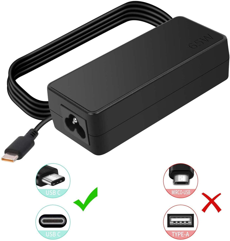 [AUSTRALIA] - USB C Laptop Charger 65W 45W for Lenovo Chromebook 500e 300e 100e 2nd Gen C330 C340 ThinkPad T480 T480s T580 T580s E480 E580 Yoga A485 T490S T590 C930 C940 13 IdeaPad 730s AC Adapter Power Supply 