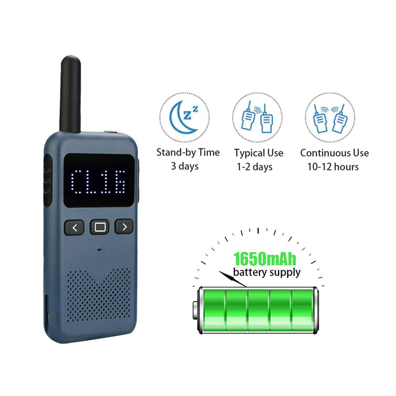 Retevis RB19 Walkie Talkies Rechargeable, Adults Portable Two-Way Radios Long Range,Phone Thickness,Mini,1650mAh Battery,for Family Outdoor Business(3 Pack)