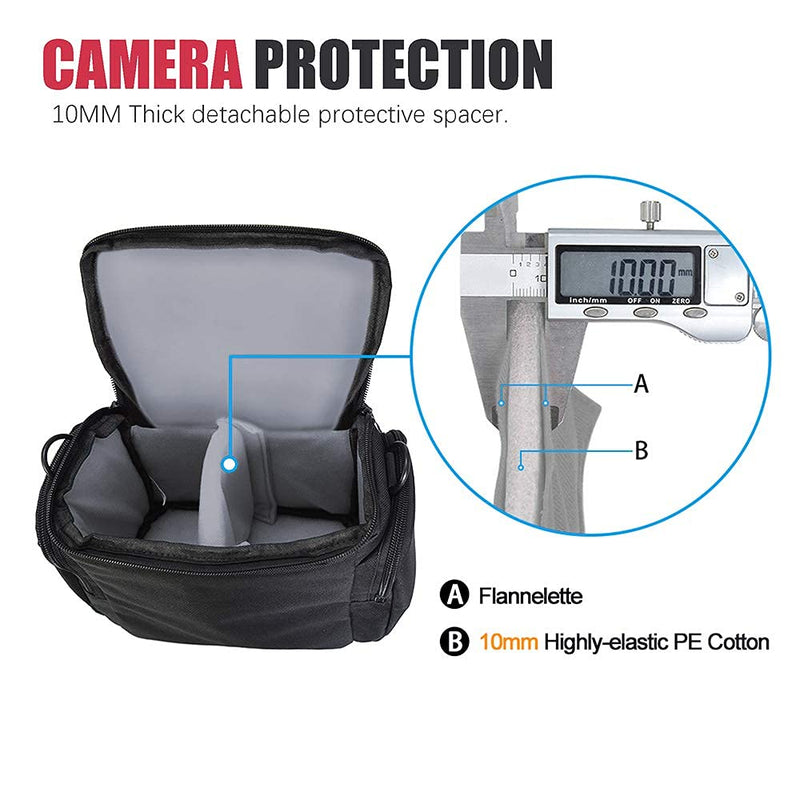 Cwatcun Single Shoulder Crossbody Compact Camera Bag Case Compatible for Canon Nikon Sony SLR DSLR Mirrorless Cameras and Lenses Waterproof Black 1.0 BLACK S