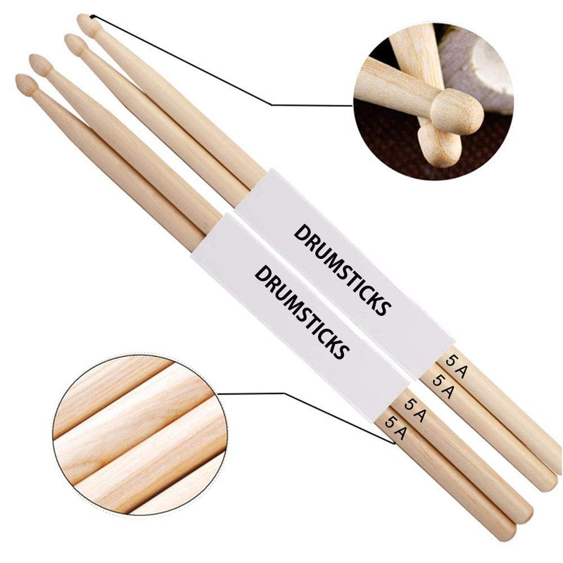 Drum Stick 5A Wood Handheld with 2 Pairs High Hardness Maple Wood Drumsticks for Church Party Prop Adults and Kids Percussion-Jinlop
