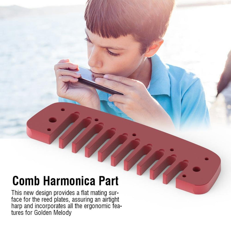 Aluminum Alloy Harmonica Blues Comb, High Quality Blues Comb Harmonica Part for Hohner Golden Melody(Red) Red