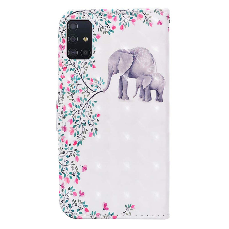 QIVSTAR Case Compatible for Samsung Galaxy A51 4G 3D Design Soft PU Leather case Magnetic Wallet Full Body Protective Case with Stand Flip Folio Case for Samsung Galaxy A51 4G Flower Elephant CY2 CY2-1: Flower Elephant