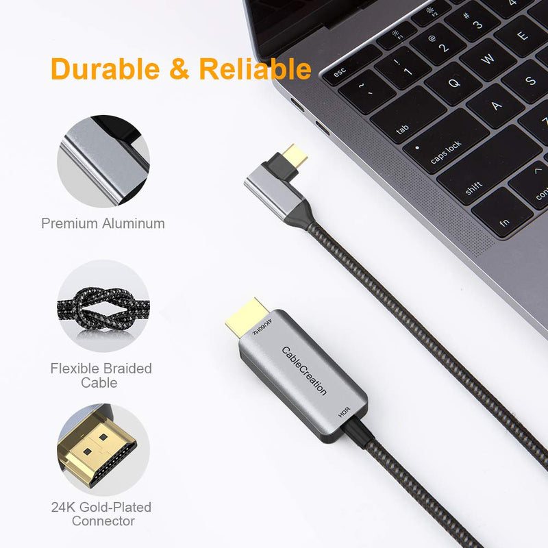 Angle USB C to HDMI Cable 4K@60Hz, CableCreation 6ft Right Angle Type-C to HDMI Adapter Support HDR 18Gbps, Compatible for MacBook Pro Air 2020/2018, iPad Air 2020, iPad Pro, LG G7/G8, Galaxy S20/S10