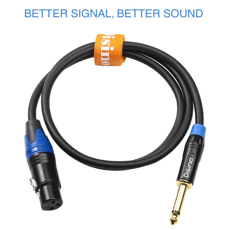 [AUSTRALIA] - DISINO Female XLR to 1/4 Inch (6.35mm) TS Mono Jack Microphone Cable, Unbalanced 3 Pin XLR Female to 1/4" TS Plug Interconnect Wire Mic Cord for Dynamic Microphone - 3.3 Feet/1 Meter 