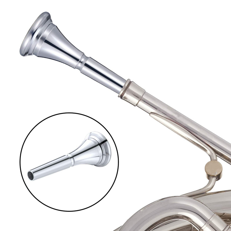 Leinuosen 2 Pieces French Horn Mouthpiece Kit Includes 1 Silver Plated French Horn Mouth Piece and 1 Mouthpiece Cleaning Brush