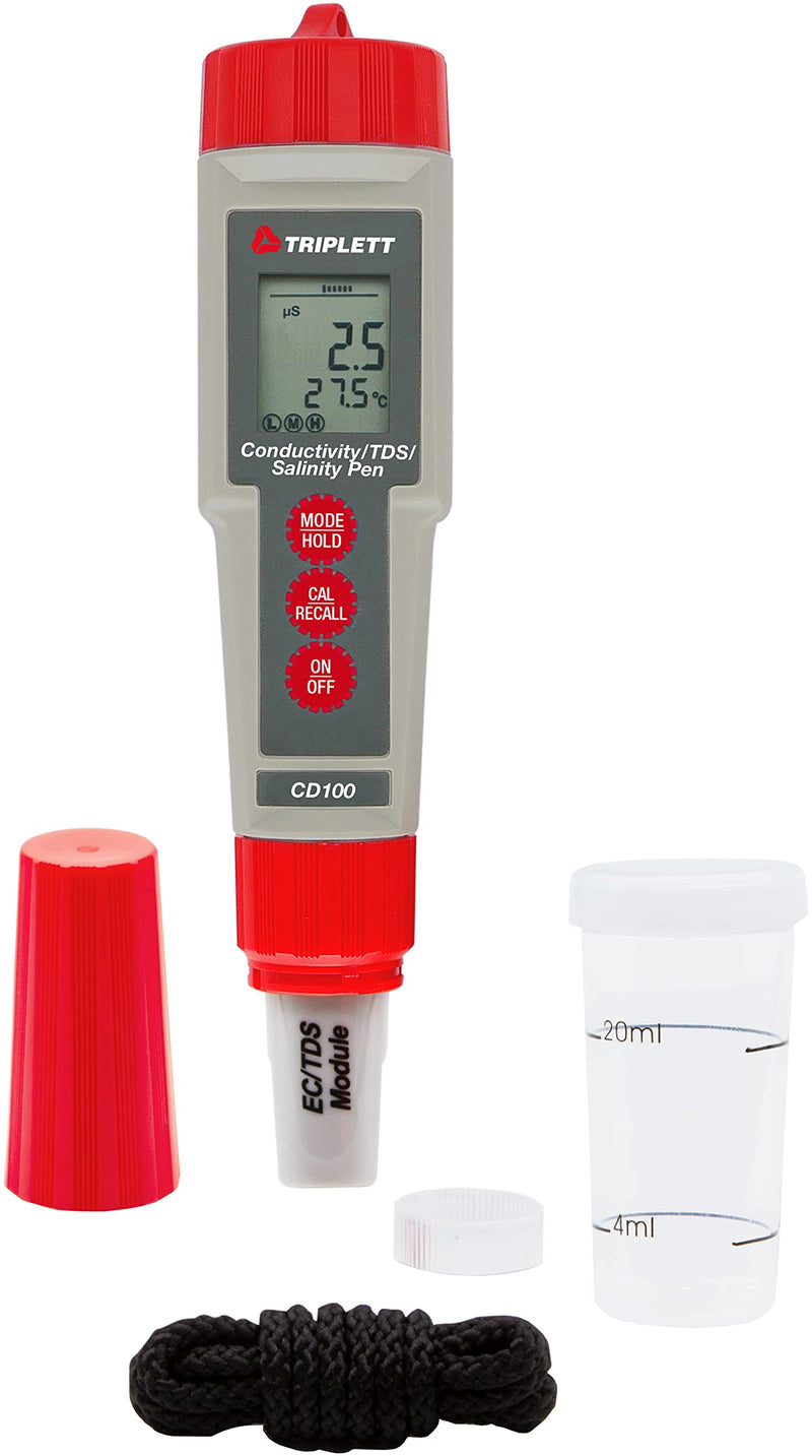 Triplett CD100 Waterproof Conductivity/TDS/Salinity Tester Pen with Temperature