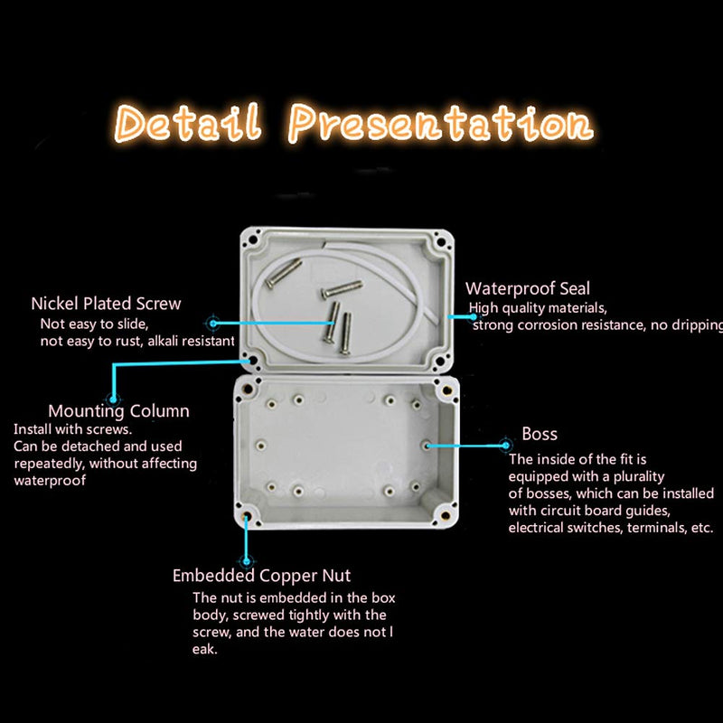 Junction Box IP66 Waterproof Dustproof Thermoplastic ABS Junction Box Wire Connection Electrical Project Outdoor Enclosure(98 x 66 x 48mm)