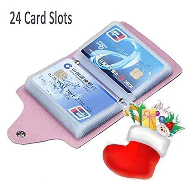 Mini Credit Card Holder for Women Transparent Plastic Credit Card Holder Protector Sleeve Unisex （2 pack） Pink&Blue