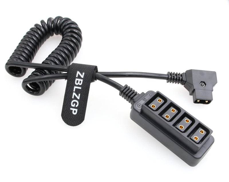 [AUSTRALIA] - ZBLZGP Male D-Tap to 4-Port Female D-Tap Splitter Cable for Anton Bauer V-Mount Battery (Coiled Cable) Coiled Cable 