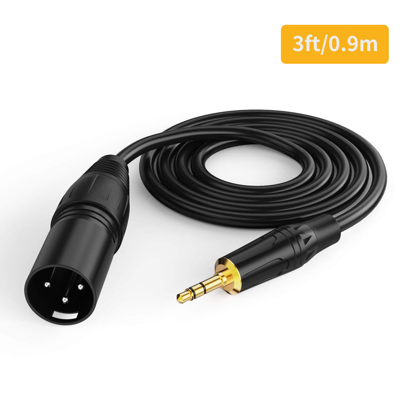 3.5mm to XLR, CableCreation 3 Feet 3.5mm (1/8 Inch) TRS Stereo Male to XLR Male Cable Compatible with iPhone, iPod, Tablet,Laptop and More.Black
