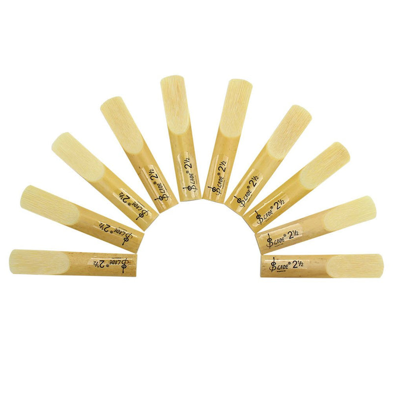 Bnineteenteam Tenor Saxophone Reeds, Saxophone Bamboo Reeds Replacement Strength 2.5 Fit for Alto bB Saxophone (10 Pcs a Set