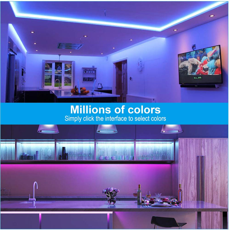 Ellercy Smart Led Strip Lights,RGB Led Lights 65.6ft for Bedroom with WiFi App and Remote Control