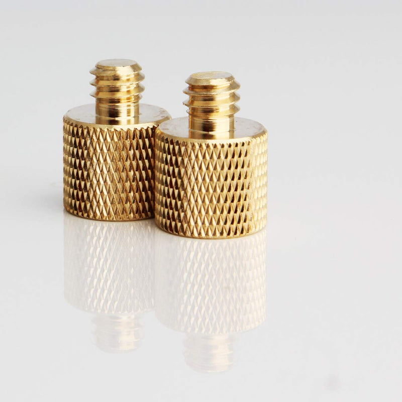 2 Pieces, Microphone Stand Adapter,3/8" -16 External Thread to 1/4" -20 Internal Thread Adapter, Used for Tripod Screw Adapter, Camera Screw Adapter. (Solid Brass)