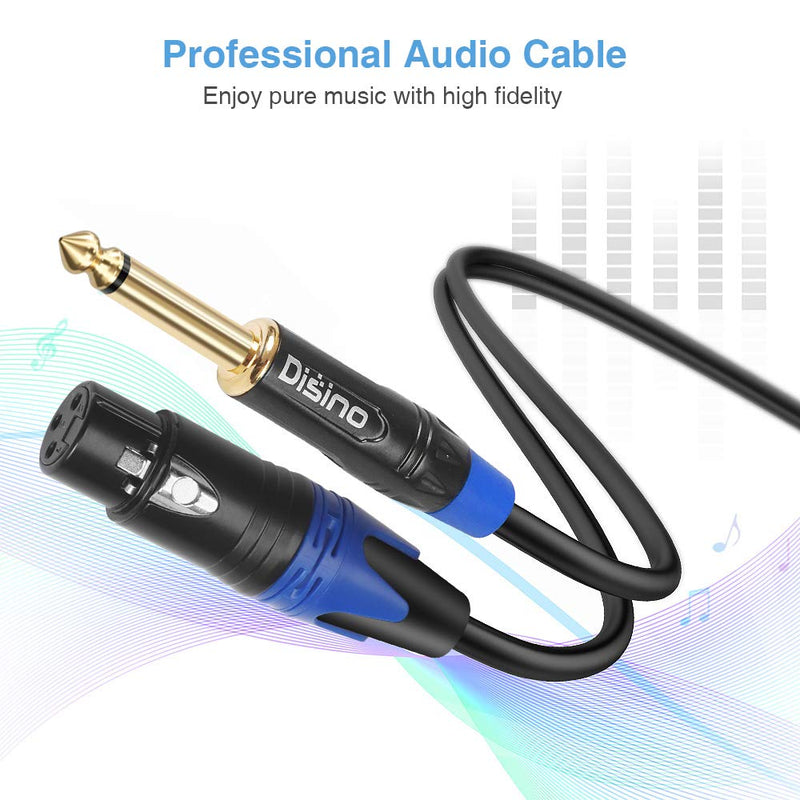 [AUSTRALIA] - DISINO Female XLR to 1/4 Inch (6.35mm) TS Mono Jack Microphone Cable, Unbalanced 3 Pin XLR Female to 1/4" TS Plug Interconnect Wire Mic Cord for Dynamic Microphone - 3.3 Feet/1 Meter 