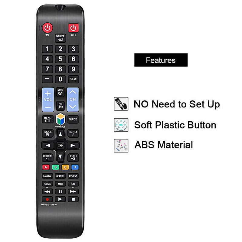 Gvirtue BN59-01178W Remote Control Compatible Replacement for Samsung LCD LED HDTV 3D 2K 4K UHD Smart TV UN46H6203AF UN50H5203AF UN50H6201AF UN50H6203AF UN55H6203AF UN55HU6830F UN58H5202AF