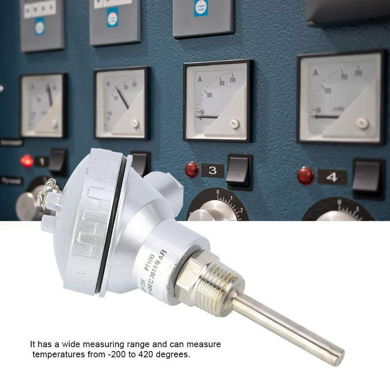 Zouminyy RTD PT100 Temperature Sensor Probe, Resistance Temperature Detection, 1/2" NPT Thread Thermocouple Terminal Head(50mm)