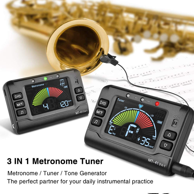 LEKATO Metronome Tuner Rechargeable Tuner Digital 3 in 1 Multifunction Tuner for All Instruments, Guitar Bass, Chromatic, Violin and Ukulele